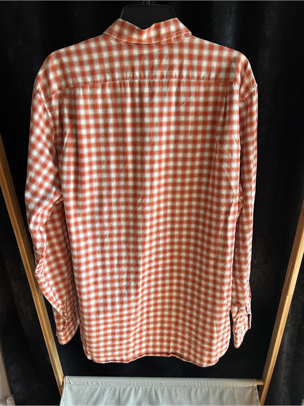 Eddie Bauer Orange and White Plaid Button-Down Shirt - Picture 3 of 5